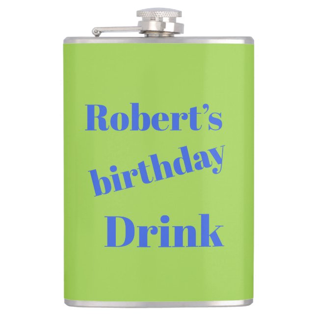 Flasques Bleu Gras Sur Lime Vert Anniversaire (Devant)