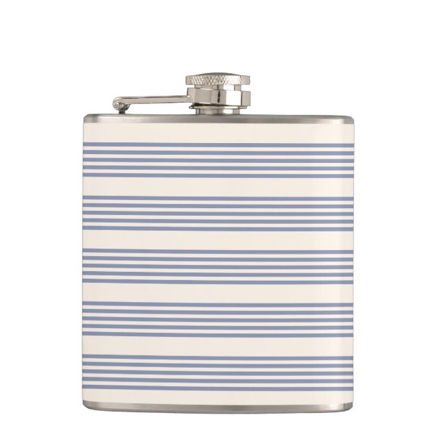 Flasques Bleu gris et beige cinq rayures motif (Devant)