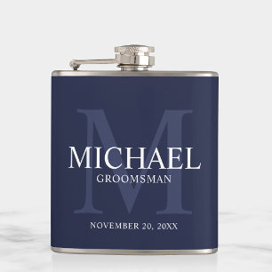Flasques Bleu marine marine Personnalisé Groomsmen