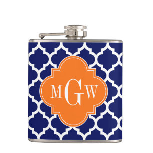 Flasques Bleu marine Wt Chevron Citrouille Quatrefoil 3 Mon