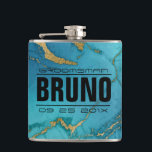 Flasques Bleu & Or Marbre Pierre Groomsman Cadeau<br><div class="desc">Elégante image moderne de la texture bleue et dorée marbre imprimé avec texte personnalisable pour les cadeaux de toiletteur.</div>