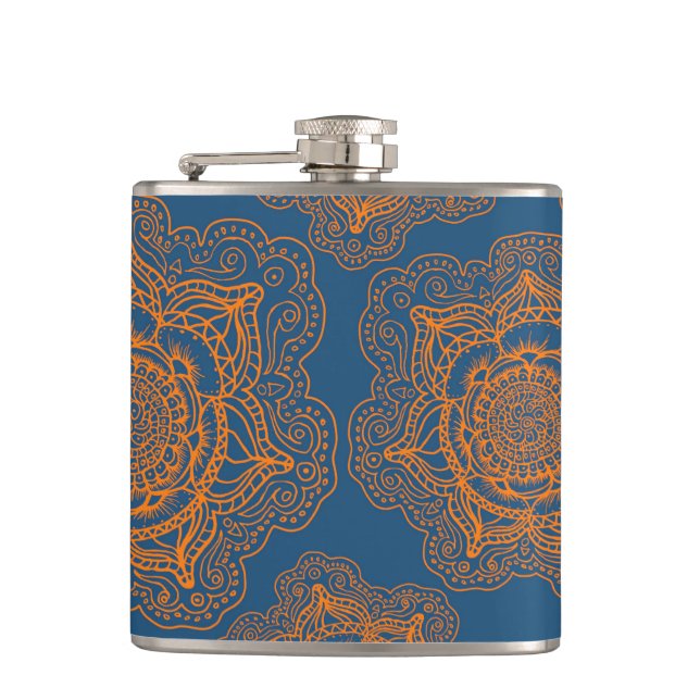 Flasques Bleu sur le mandala orange (Devant)