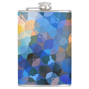 Flasques Bleus Abstrait violet et triangles or