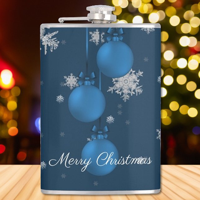 Flasques Blue Christmas Ornements Flamme de Fête (Blue Christmas Ornaments Holiday Flask)