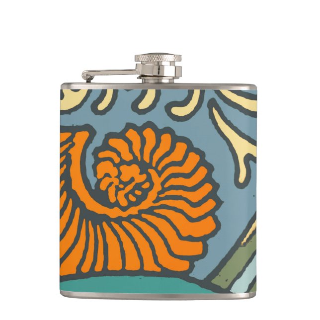 Flasques Blue Ocean Waves Nautilus Seashell Motif Nouveau (Devant)