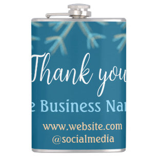 Flasques Blue orange snowflakes ajouter nom commercial noël