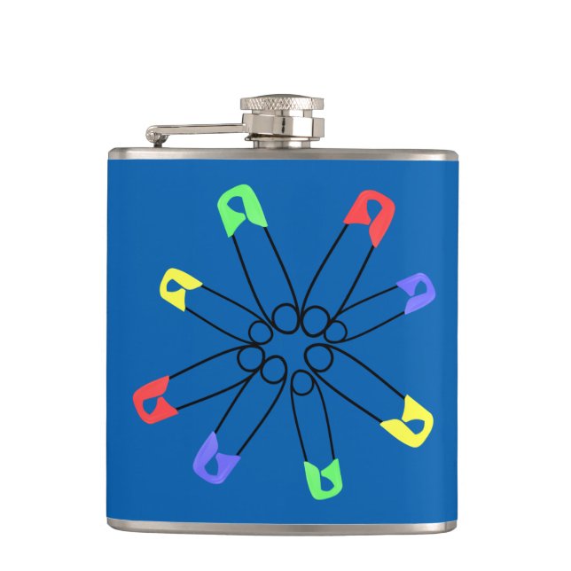 Flasques Blue Rainbow Safety Pin Solidarité Jaune Vert (Devant)