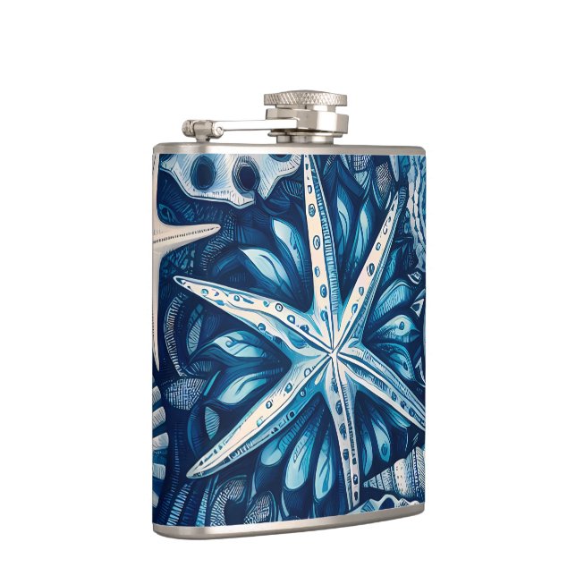Flasques Blue Shells Beach Batik Starfish Nautical Theme (Droite)