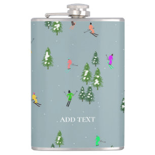 Flasques Blue Winter Skieurs motif de ski