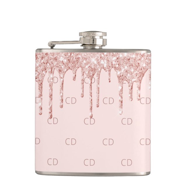 Flasques Blush rose gold lettres initiales monogramme (Devant)