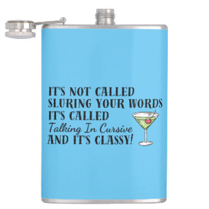 Flasques Boire amusant Abattage Cursive Words Bar