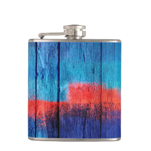 Flasques Bois bleu et rouge Vintage