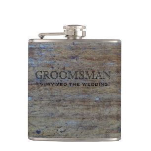 Flasques Bois rustique Groomsman drôle de mariage
