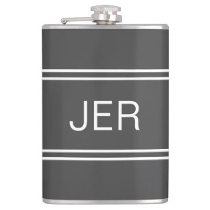 Flasques Boisson Initiales Personnalisées Monogramme Gris F