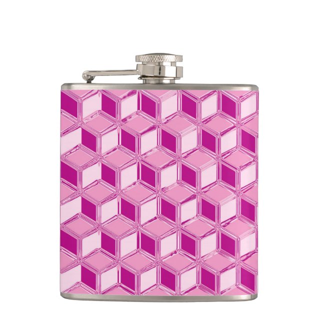 Flasques Boîtes 3D Chrome - rose fuchsia (Devant)