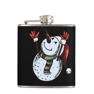 Flasques Bonhomme de neige avec le casquette de Père Noël