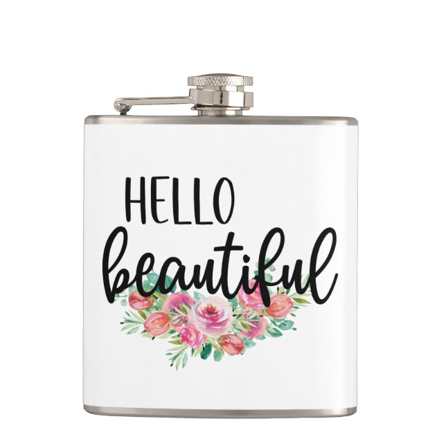 Flasques Bonjour Roses Aquarelles Typographie Moderne Belle (Devant)