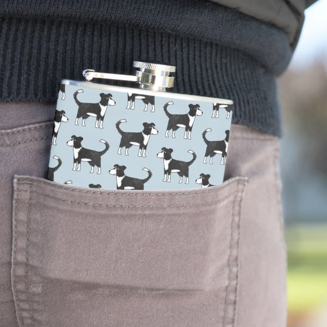 Flasques Bordure mignonne galloise Collie Cheep Chien Motif (In Situ)