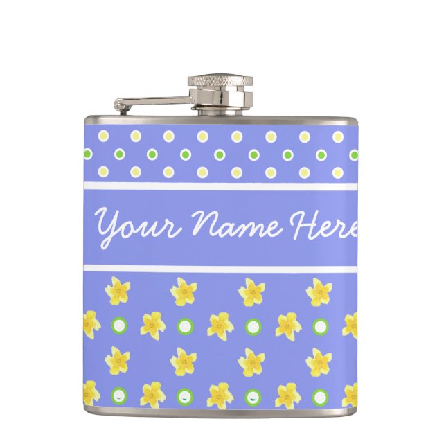 Flasques Bouche Primroses : Personnaliser : Pois, Bleu (Devant)
