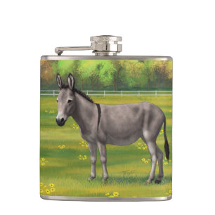 Flasques Bouillon Gris D'Âne Cute Dans Le Pâturage