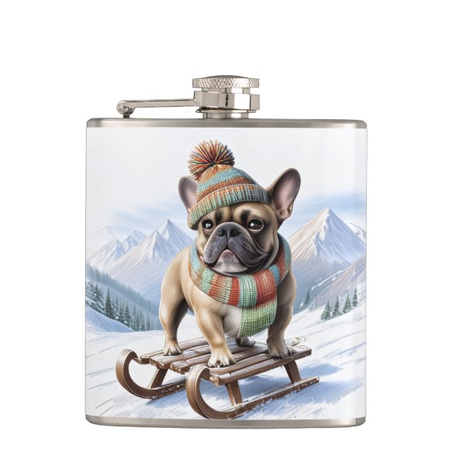 Flasques Bouledogue français faisant du toboggan (Devant)