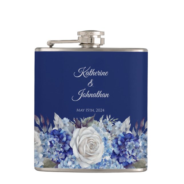 Flasques Bouquet de fleurs bleu aquarelle-Mariage (Devant)