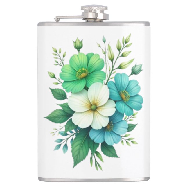 Flasques Bouquet de fleurs bleues blanches-57453 (Devant)
