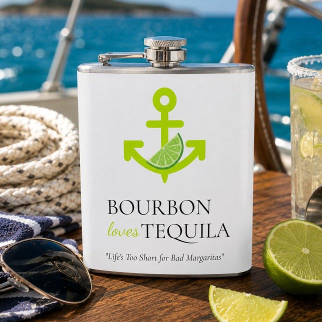 Flasques Bourbon aime Tequila Ancre Lime Margarita Sail (Créateur téléchargé)