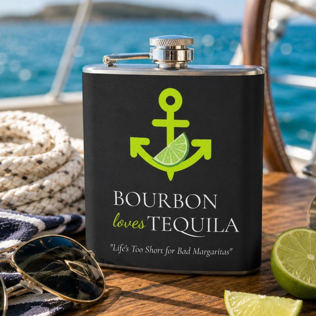 Flasques Bourbon aime Tequila Ancre Lime Margarita Sail (Créateur téléchargé)