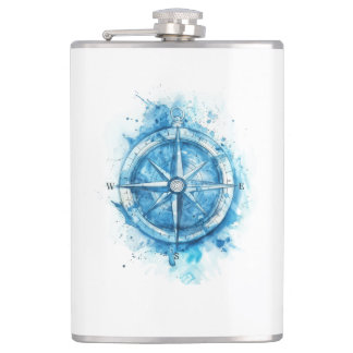 Flasques Boussole - bleu couleur d'eau artistique