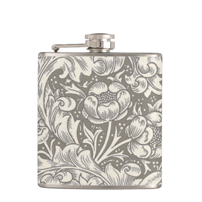 Flasques Bouton de fiancé en damas antique de William Morri (Devant)