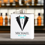 Flasques Bow Cravate Tuxedo "Best Man" Personnalisé<br><div class="desc">Conception de mariage personnalisée et amusante.</div>