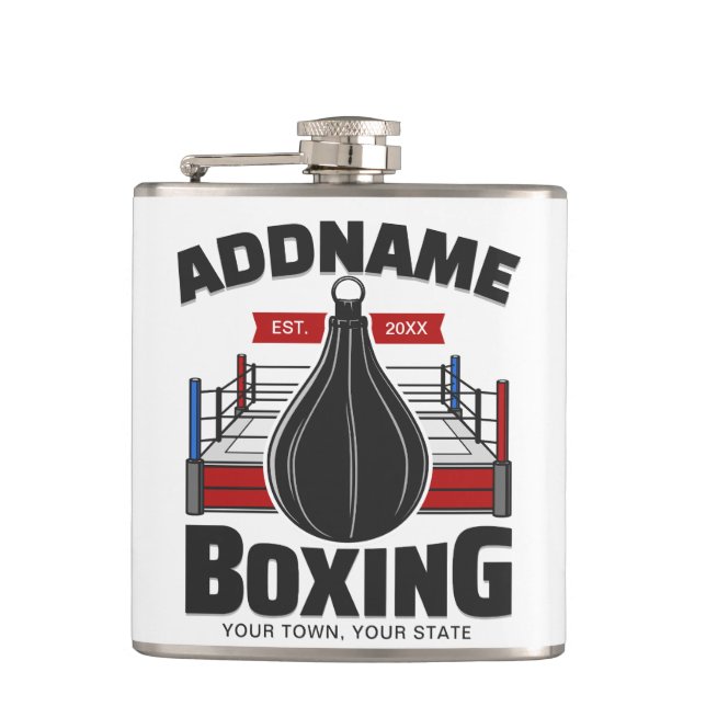 Flasques Boxe Anneau AJOUTER NOM Boxer Gym Speed Sac (Devant)