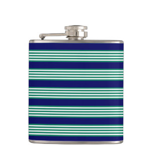 Flasques Brayures blanches et vertes motif avec bleu marine