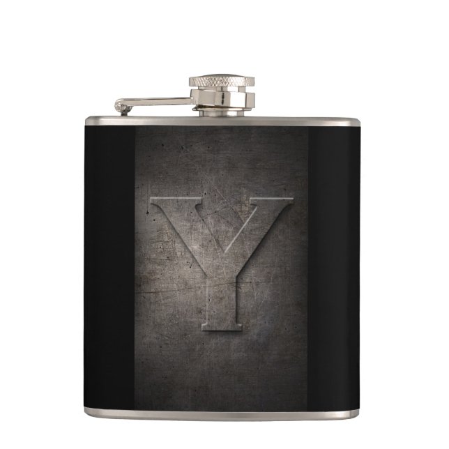 Flasques Bronze Black Metal Y Monogramme Fiole (Devant)