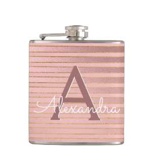 Flasques Broussailler rose et or Foil Striogramme et initia