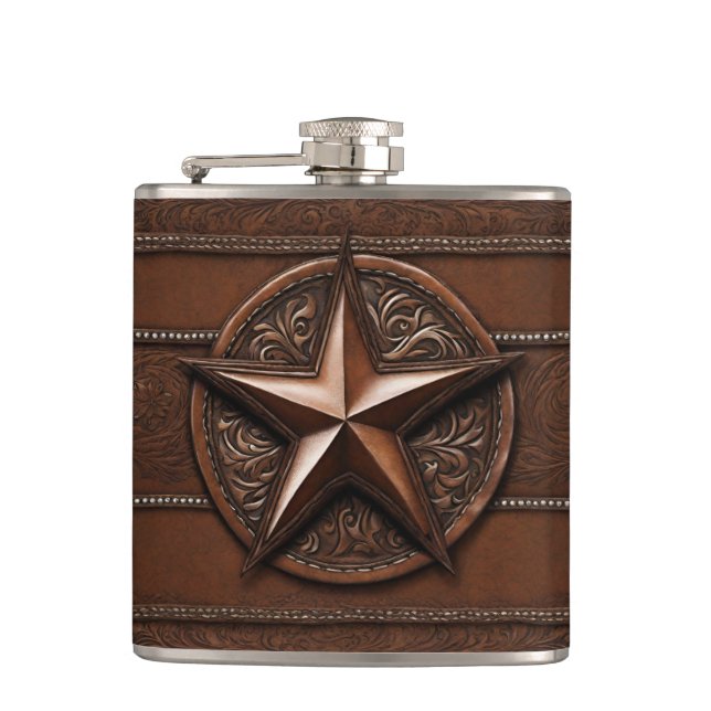 Flasques Brown Cowboy Rustique Western Country Texas Star (Devant)