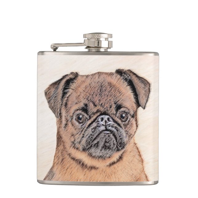 Flasques Bruxelles Griffon Smooth Painting Original Chien A (Devant)