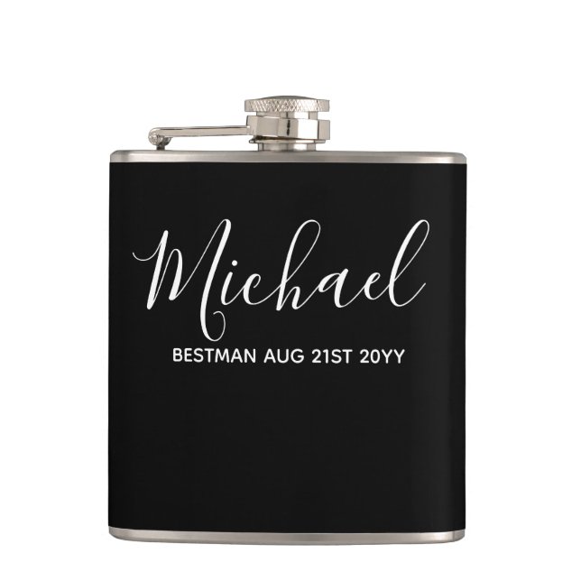 Flasques BUDGET Bestman Groomsman DONS Classique Noir (Devant)