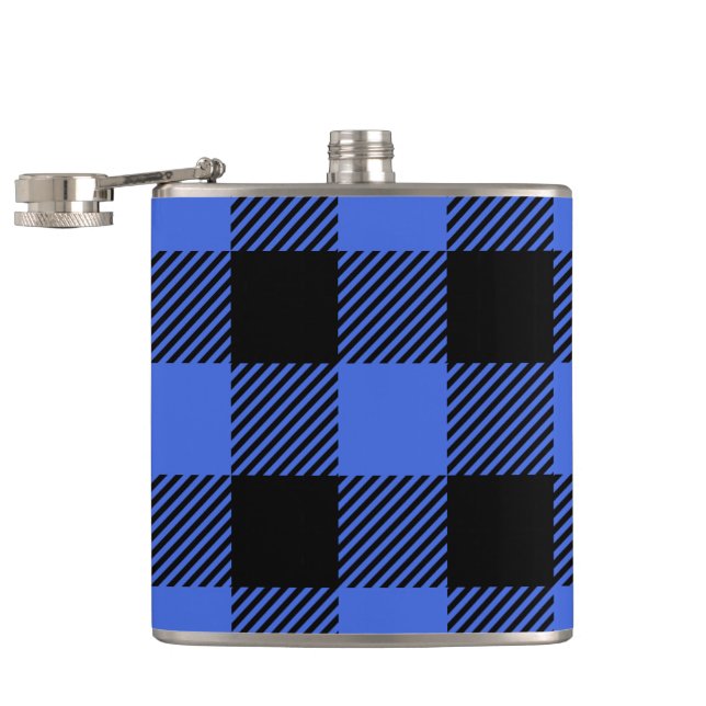 Flasques Buffalo Check Blue & Black Lumberjack Plaid Decor (Ouvert)