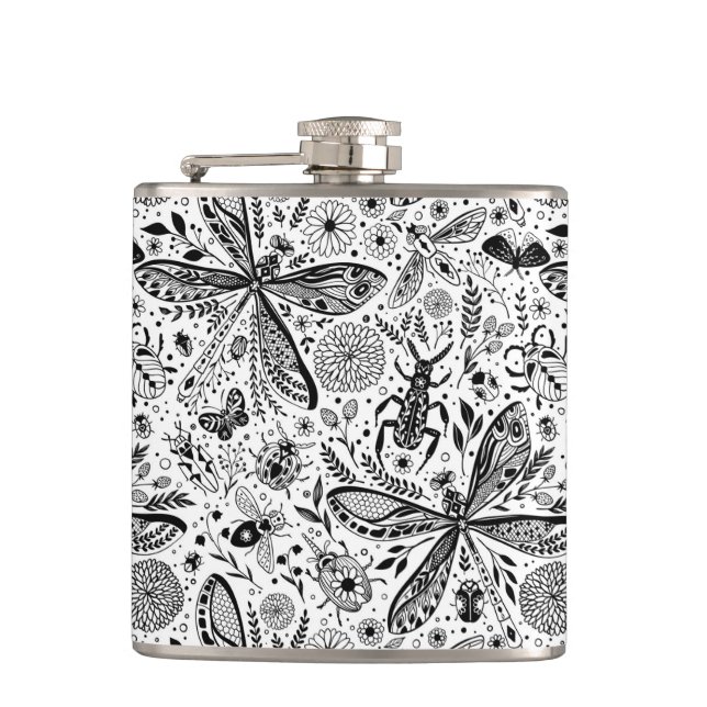 Flasques Bugs de Doodle sur bleu foncé (Devant)