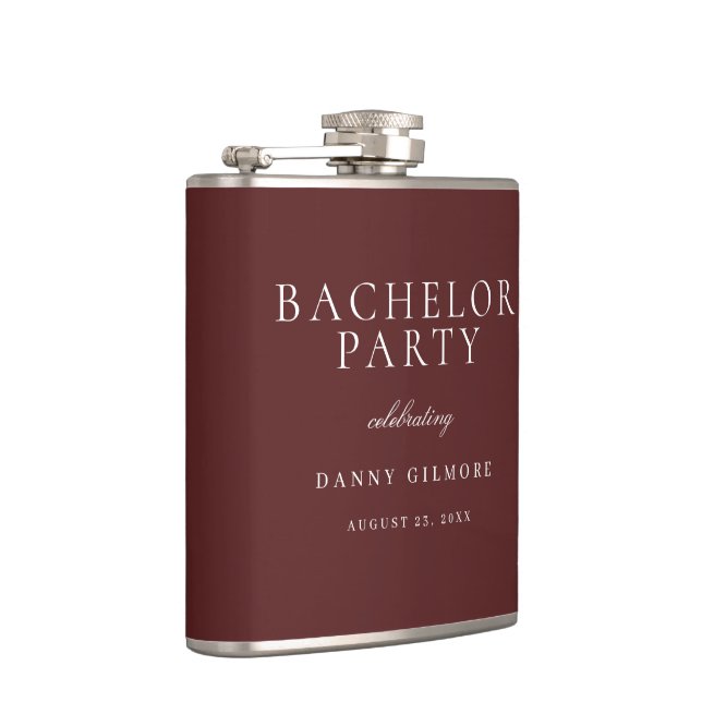 Flasques Burgundy Maroon Classic Mens Bachelor Party Cadeau (Droite)