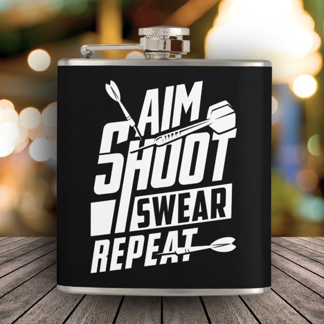 Flasques But Tir Swear Répéter Funny Dart Flask 6 oz. (Créateur téléchargé)