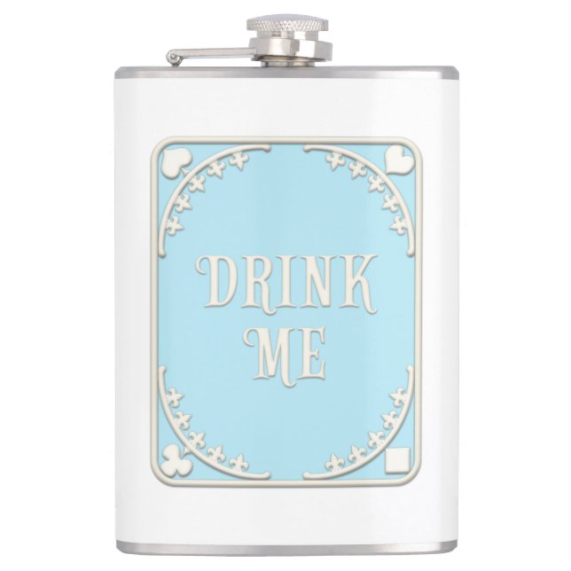 Flasques "Buvez-moi" Whimsical Victorian Filigree Blue (Devant)