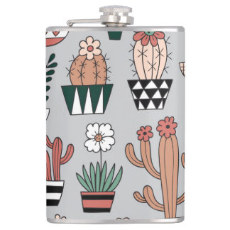 Flasques Cactus en fleurs mignons : Motif à main