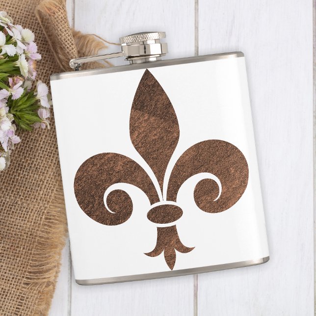 Flasques Cadeau de bar en cuivre Fleur De Lis (Créateur téléchargé)