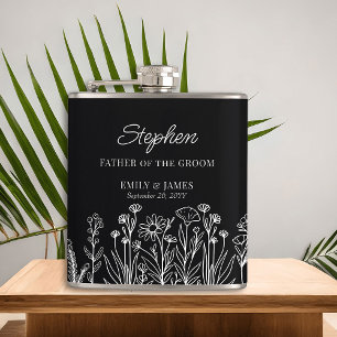 Flasques Cadeau de mariage Fleur sauvage Contour floral de