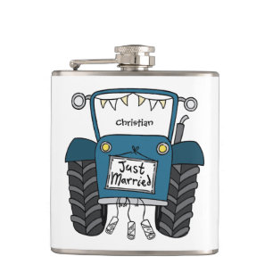 Flasques Cadeau de mariage personnalisé tracteur bleu de ca