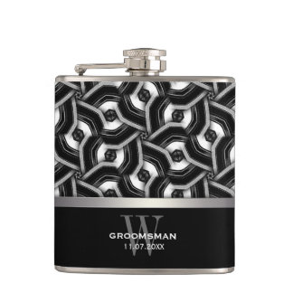 Flasques Cadeau des garçons d'honneur motif disque noir bla
