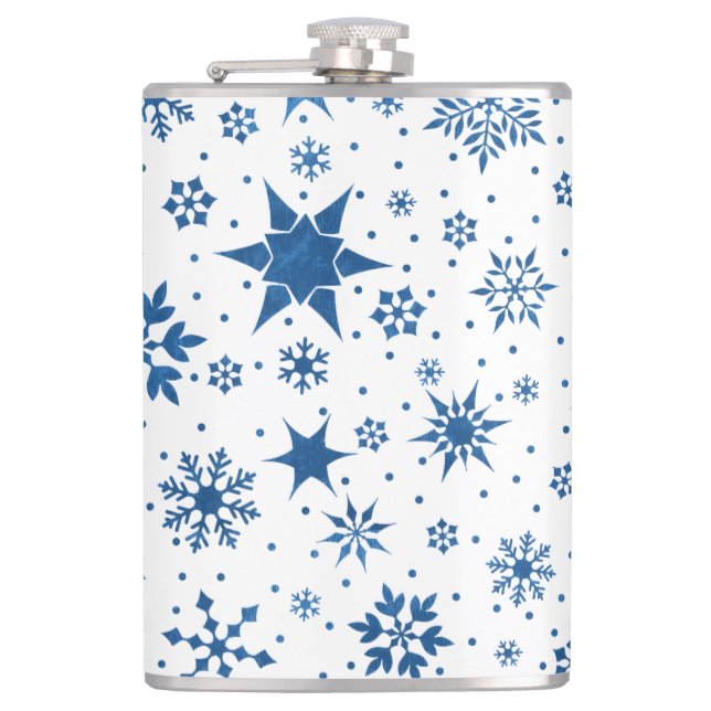 Flasques Cadeau d'hiver flocon de neige bleu pour lui (Devant)